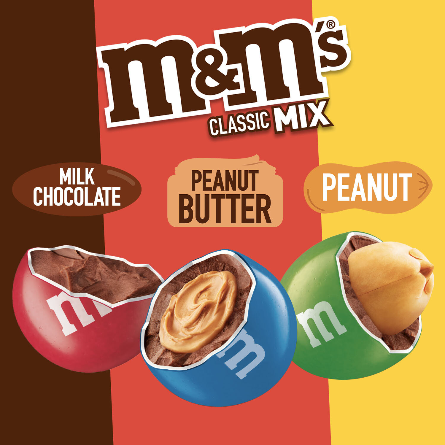 M&M'S Contains eighteen (18) 2.5-ounce Share Size bags of