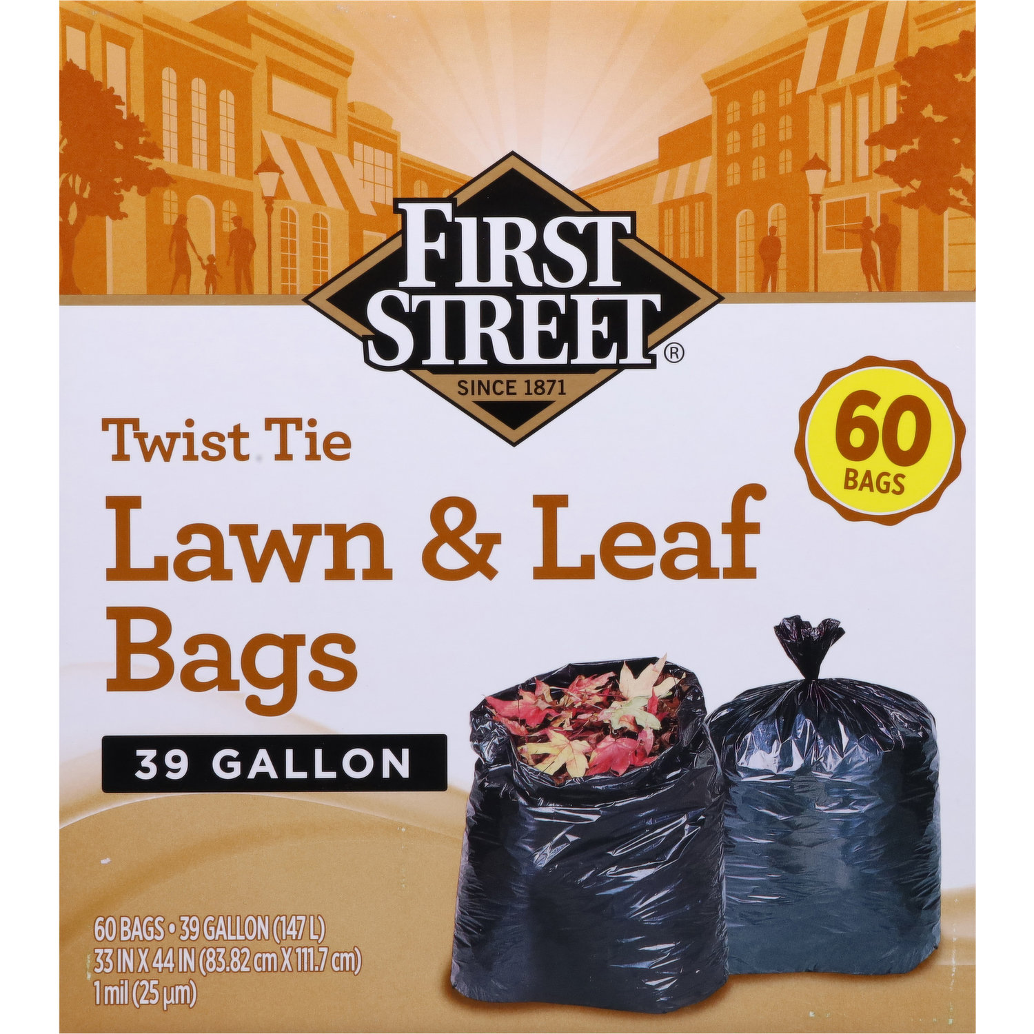 First Street Lawn & Leaf Bags, Twist Tie, 39 Gallon - Smart & Final