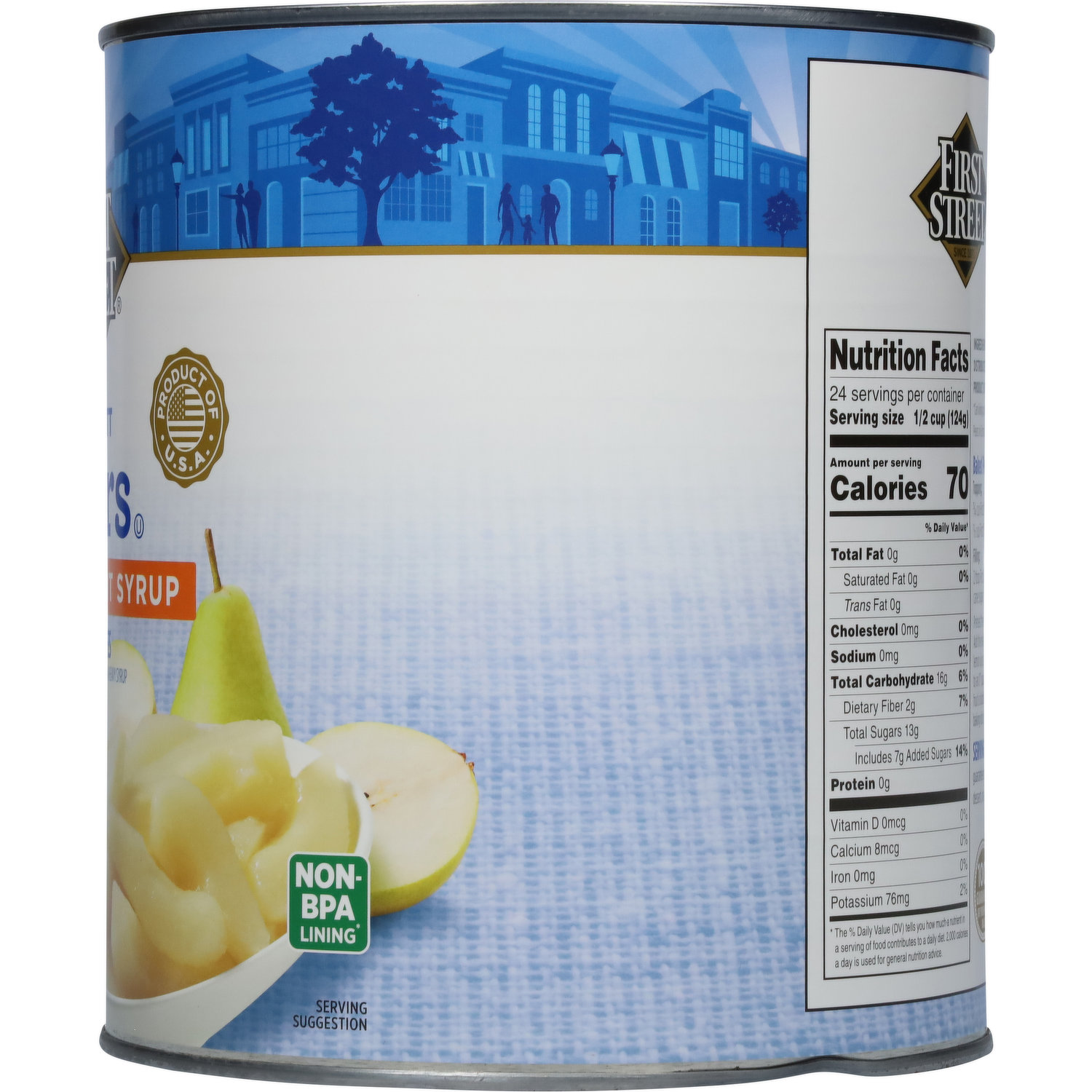 First Street Pears, in Extra Light Syrup, Bartlett, Sliced - Smart