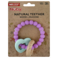 Nuby Natural Teether, Wood + Silicone, 3+ Months, 1 Each