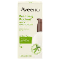 Aveeno Positively Radiant Sunscreen, Daily Moisturizer, Broad Spectrum SPF 15, 4 Fluid ounce