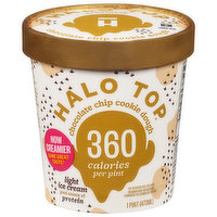Halo Top Ice Cream, Light, Chocolate Chip Cookie Dough, 1 Pint
