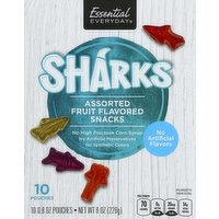 Essential Everyday Fruit Flavored Snacks, Assorted, Sharks, 10 Each