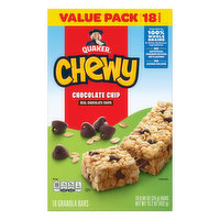 Quaker Granola Bars, Chocolate Chip, Value Pack, 18 Pack, 18 Each