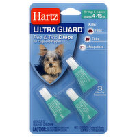 Hartz Ultra Guard Flea & Tick Drops, for Dogs and Puppies, 3 Each