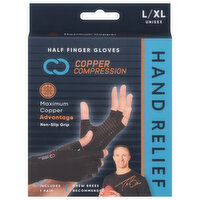 Copper Compression Hand Relief Gloves, Unisex, L/XL, 1 Each