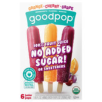 GoodPop Frozen Pops, Orange/Cherry/Grape, 6 Each