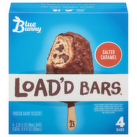 Blue Bunny Load'd Bars Frozen Dairy Dessert, Salted Caramel, 4 Each