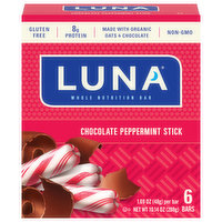 Luna Nutrition Bar, Whole, Chocolate Peppermint Stick, 6 Each
