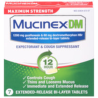 Mucinex Expectorant & Cough Suppressant, 12 Hour, Maximum Strength, Tablets, 7 Each