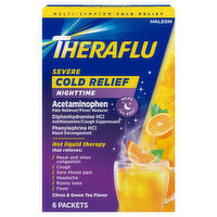 Theraflu Multi-Symptom Severe Cold, Nighttime, Citrus & Green Tea Flavor, 6 Each