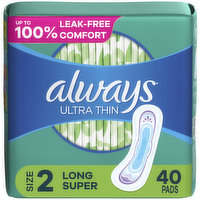 Always Ultra Thin Always Ultra Thin Pads without Wings, Size 2, 40, 40 Each