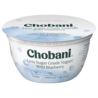 Chobani Yogurt, Greek, Less Sugar, Wild Blueberry, 5.3 Ounce