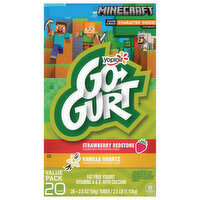 Go-Gurt Yogurt, Fat Free, Strawberry Redstone/Vanilla Quartz, Minecraft, Value Pack, 20 Each