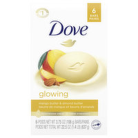 Dove Beauty Bars, Glowing, Mango Butter & Almond Butter, 6 Each