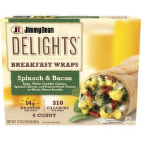 Jimmy Dean Delights Jimmy Dean Delights Breakfast Wrap, Spinach & Bacon, Frozen, 4 Count, 17 Ounce