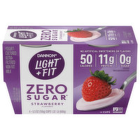 Dannon Light + Fit Yogurt, Zero Sugar, Strawberry Flavored, 4 Each