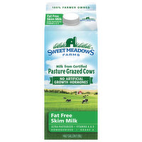 Sweet Meadows Farms Milk, Skim, Fat Free, 0.5 Gallon