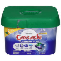 Cascade Platinum Plus Dishwasher Detergent, Clean Lemon Scent, Actionpacs, 28 Each