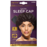 Donna Premium Collection Sleep Cap, Satin, Black, Large, 1 Each