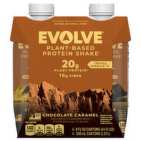 Evolve Protein Shake, Plant-Based, Chocolate Caramel, 4 Each