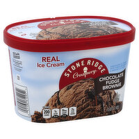 Stoneridge Creamery Ice Cream, Real, Chocolate Fudge Brownie, 1.5 Quart