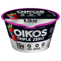 Oikos Triple Zero Yogurt, Mixed Berry Flavored, Nonfat