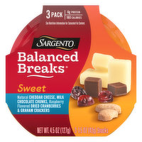 Sargento Balanced Breaks, Sweet, Cheddar/Milk Chocolate/Cranberries/Graham Crackers, 3 Pack, 3 Each