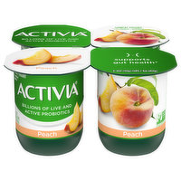 Activia Yogurt, Lowfat, Peach, 4 Each