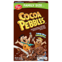 Cocoa Pebbles Rice Cereal, Chocolate Flavored, Family Size, 19.5 Ounce