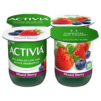 Activia Yogurt, Lowfat, Mixed Berry, 4 Each