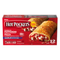 Hot Pockets Sandwiches, Premium Pepperoni, Pizza, Garlic Buttery Crust, 12 Each