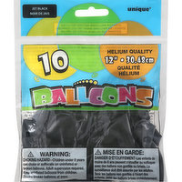 Unique Balloons, Jet Black, 10 Each