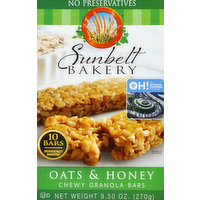 Sunbelt Bakery Granola Bars, Oats & Honey, Chewy, 10 Pack, 10 Each