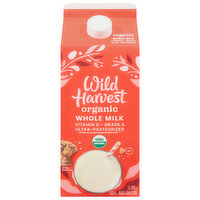 Wild Harvest Whole Milk, Organic, 0.5 Gallon