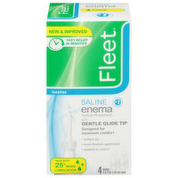 Fleet Enema, Saline, Laxative, 4 Pack, 4 Each