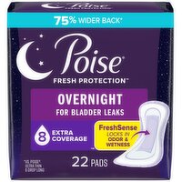 Poise Fresh Protection Pads, Overnight, Extra Coverage, 22 Each