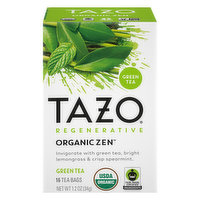 Tazo Organic Zen Green Tea, Regenerative, Tea Bags, 16 Each