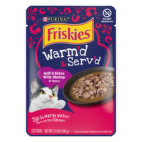 Friskies Warm'd & Serv'd Cat Food, Grill'd Bites with Salmon in Gravy, 3.5 Ounce