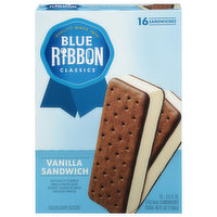 Blue Ribbon Classics Frozen Dairy Dessert, Vanilla Sandwich, 16 Each