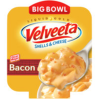 Velveeta Shells & Cheese with Bacon, Cheese Sauce & 2X the Creamy Pasta Shells Big Bowl Microwavable Meal, 5 Ounce