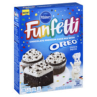 Pillsbury Funfetti Cake Mix, Chocolate with Oreo Cookie Pieces, Premium, 15.25 Ounce
