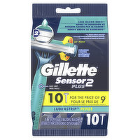 Gillette Sensor2 Plus Pivoting Head Men's Disposable Razors, 10 Count, 10 Each