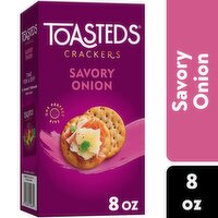 Toasteds Crackers, Savory Onion, 8 Ounce
