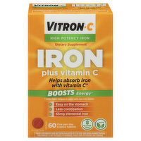Vitron-C Iron, High Potency, Plus Vitamin C, Coated Tablets, 60 Each