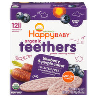 Happy Baby Organics Teethers, Blueberry & Purple Carrot, Sitting Baby, 2 Pack, 12 Each