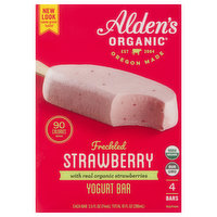 Alden's Organic Yogurt Bar, Strawberry, Freckled, 4 Each