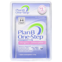 Plan B One Step Emergency Contraceptive, 1.5 mg, Tablet, 1 Each