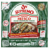V&V Supremo Supremo Cheese, Fresh Crumbling, Queso Fresco, 14 Ounce