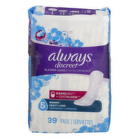 Always Discreet Pads, Heavy Long 5, Lightly Scented, 39 Each